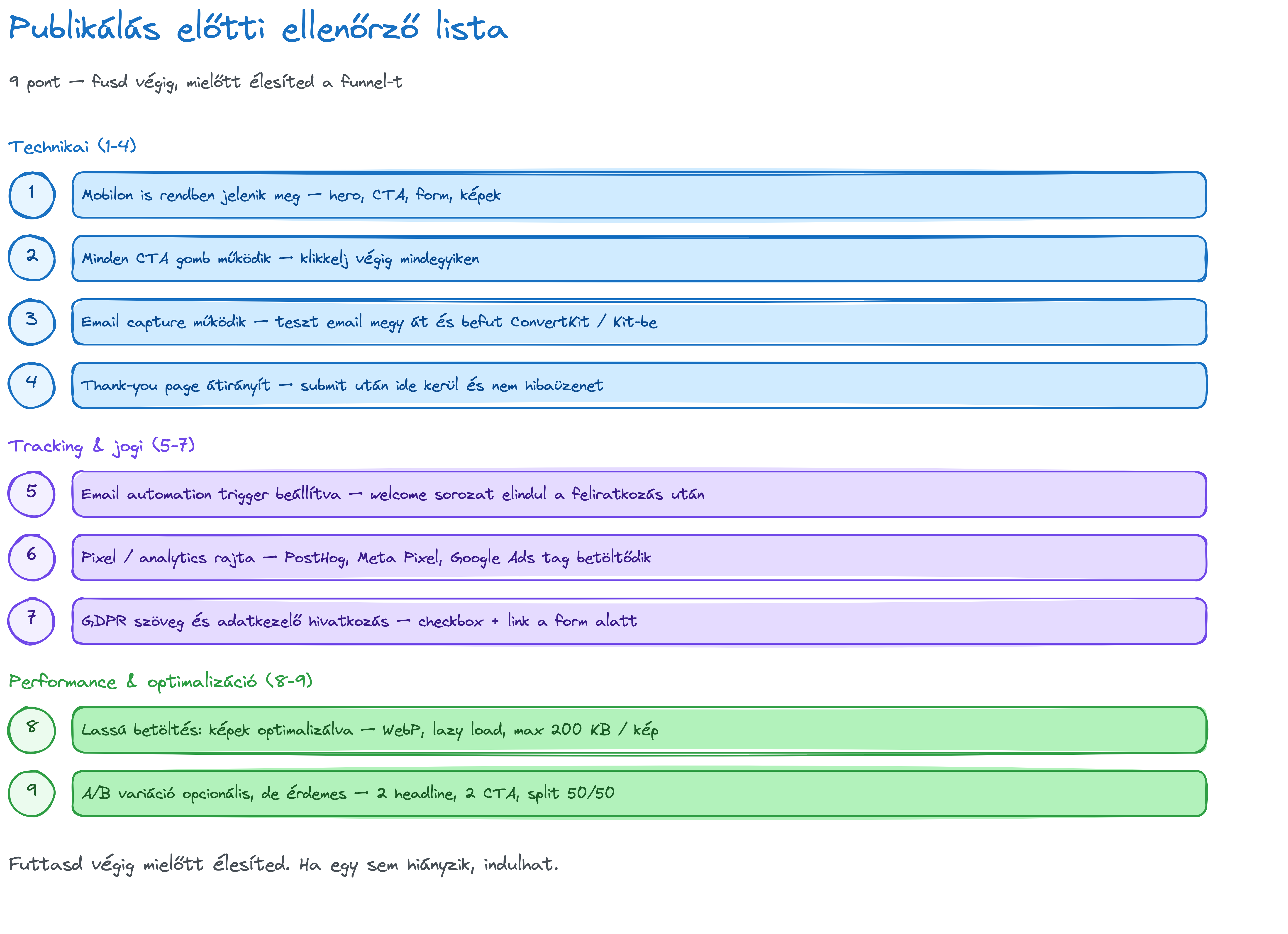 Publikálás előtti ellenőrző lista